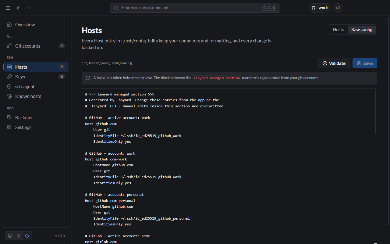The raw config editor